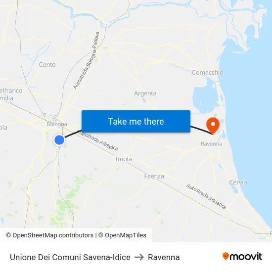 Unione Dei Comuni Savena-Idice to Ravenna map