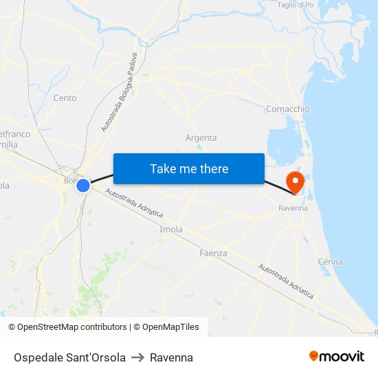Ospedale Sant'Orsola to Ravenna map