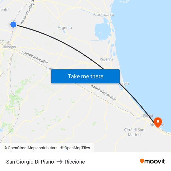 San Giorgio Di Piano to Riccione map