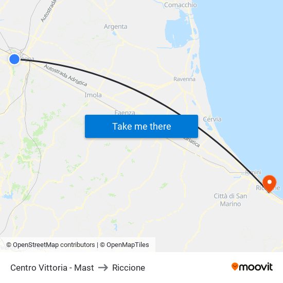 Centro Vittoria - Mast to Riccione map