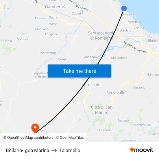 Bellaria-Igea Marina to Talamello map
