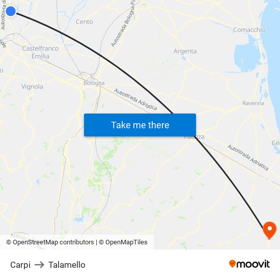 Carpi to Talamello map