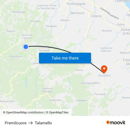 Premilcuore to Talamello map