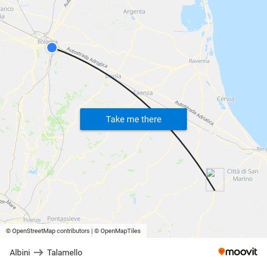 Albini to Talamello map