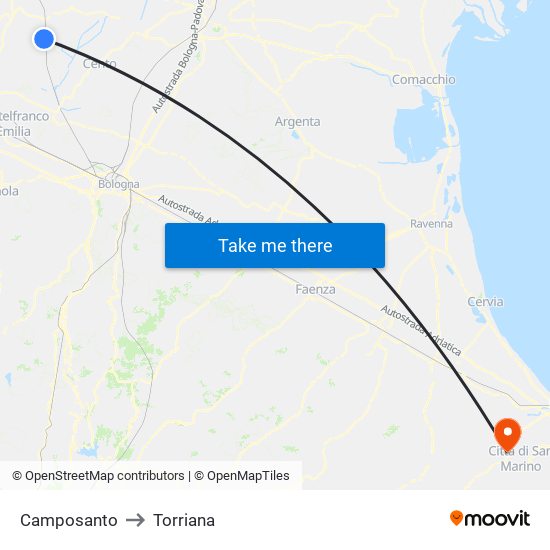 Camposanto to Torriana map