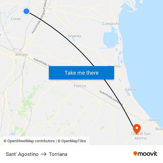 Sant' Agostino to Torriana map