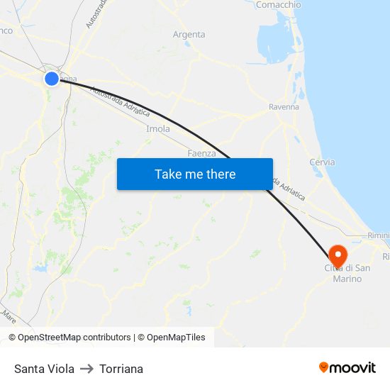 Santa Viola to Torriana map