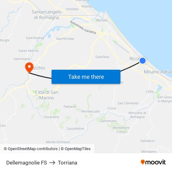Dellemagnolie FS to Torriana map