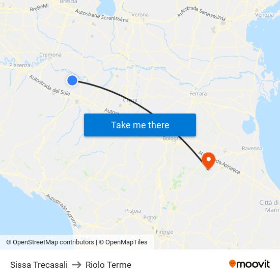 Sissa Trecasali to Riolo Terme map