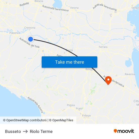 Busseto to Riolo Terme map
