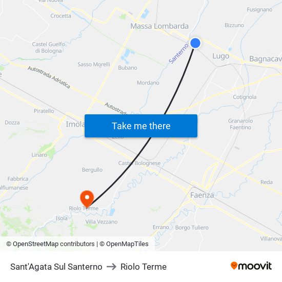 Sant'Agata Sul Santerno to Riolo Terme map