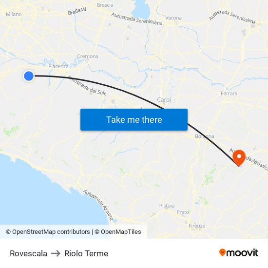 Rovescala to Riolo Terme map