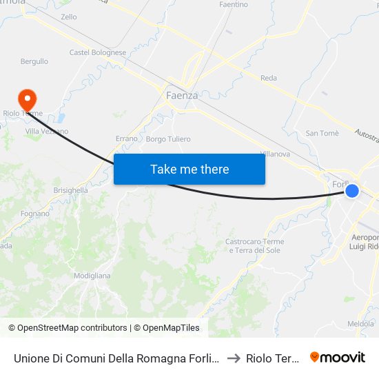 Unione Di Comuni Della Romagna Forlivese to Riolo Terme map