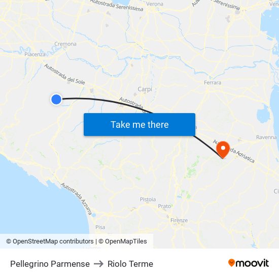 Pellegrino Parmense to Riolo Terme map