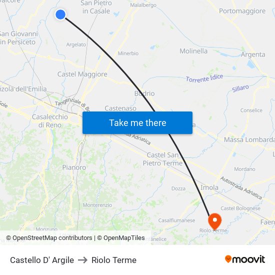 Castello D' Argile to Riolo Terme map