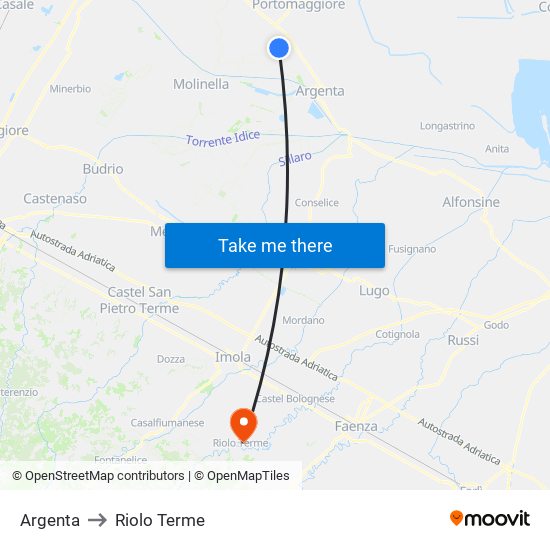 Argenta to Riolo Terme map