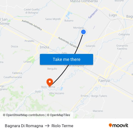 Bagnara Di Romagna to Riolo Terme map
