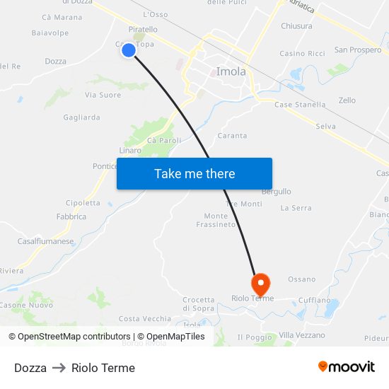 Dozza to Riolo Terme map