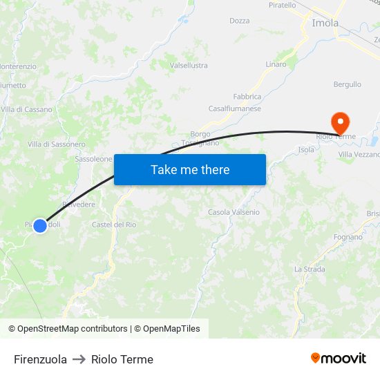 Firenzuola to Riolo Terme map