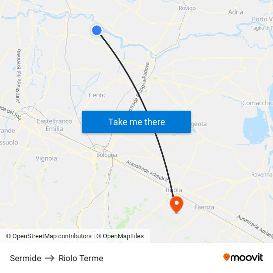 Sermide to Riolo Terme map