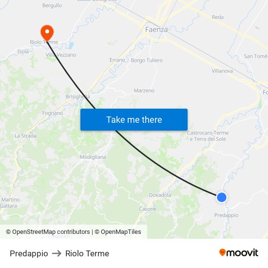 Predappio to Riolo Terme map