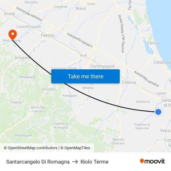 Santarcangelo Di Romagna to Riolo Terme map