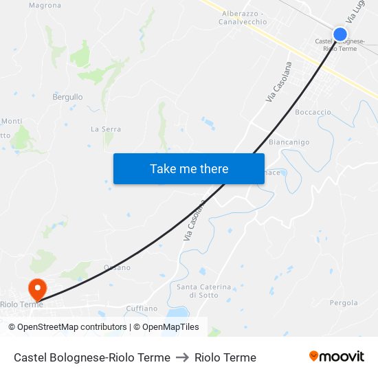 Castel Bolognese-Riolo Terme to Riolo Terme map