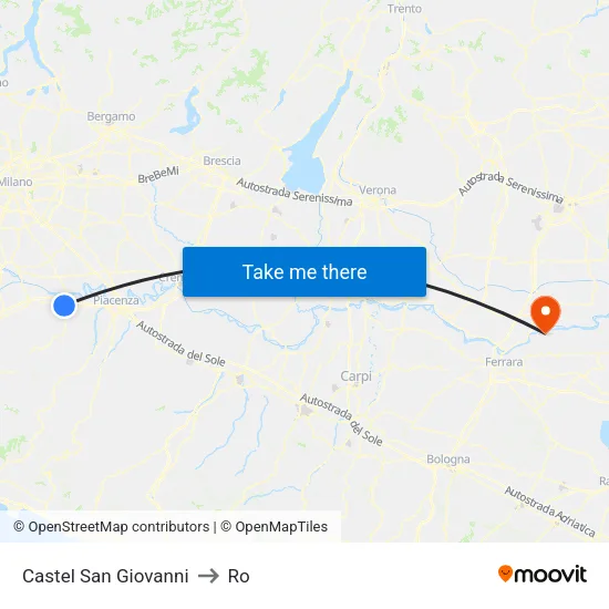 Castel San Giovanni to Ro map