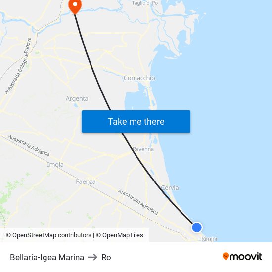 Bellaria-Igea Marina to Ro map