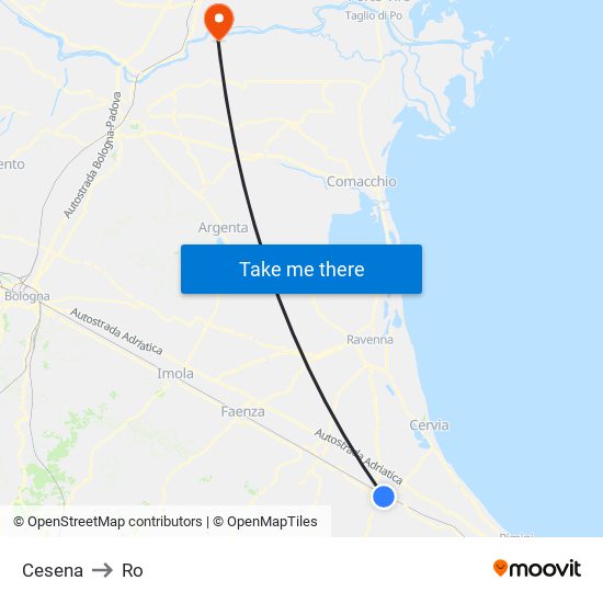 Cesena to Ro map