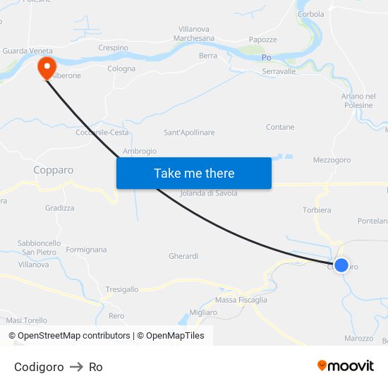 Codigoro to Ro map