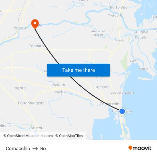 Comacchio to Ro map