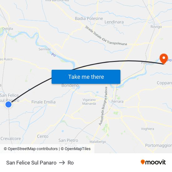 San Felice Sul Panaro to Ro map