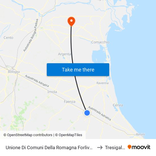 Unione Di Comuni Della Romagna Forlivese to Tresigallo map