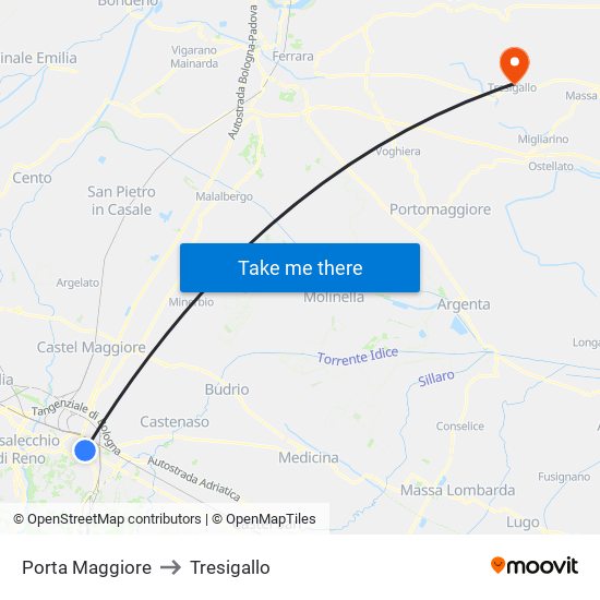 Porta Maggiore to Tresigallo map