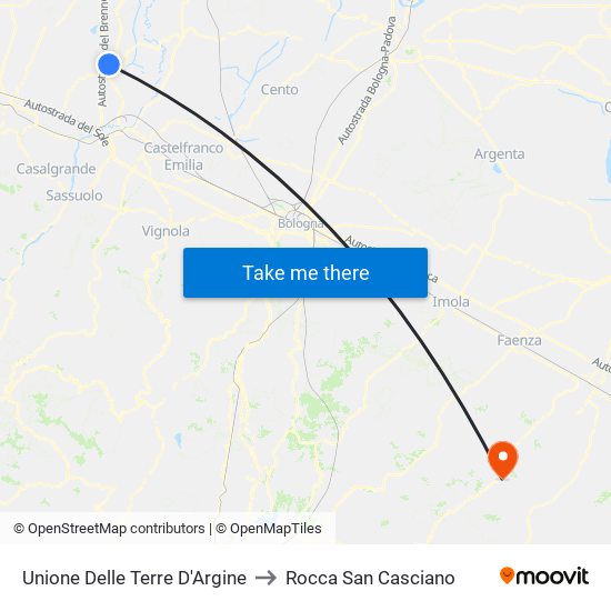 Unione Delle Terre D'Argine to Rocca San Casciano map