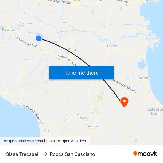 Sissa Trecasali to Rocca San Casciano map