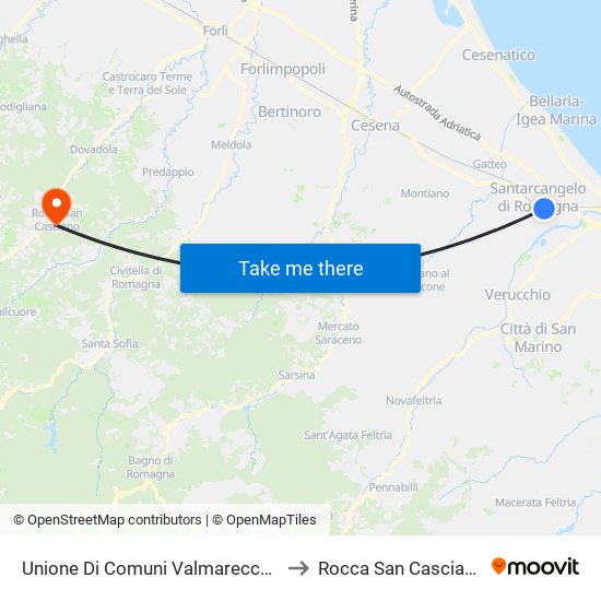 Unione Di Comuni Valmarecchia to Rocca San Casciano map
