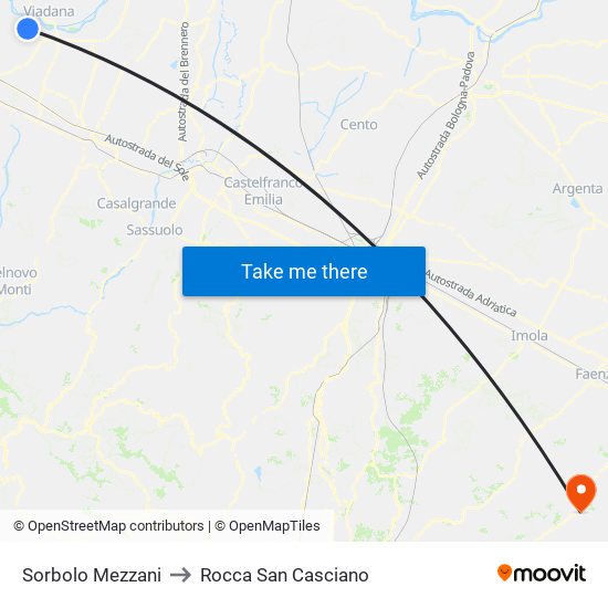 Sorbolo Mezzani to Rocca San Casciano map