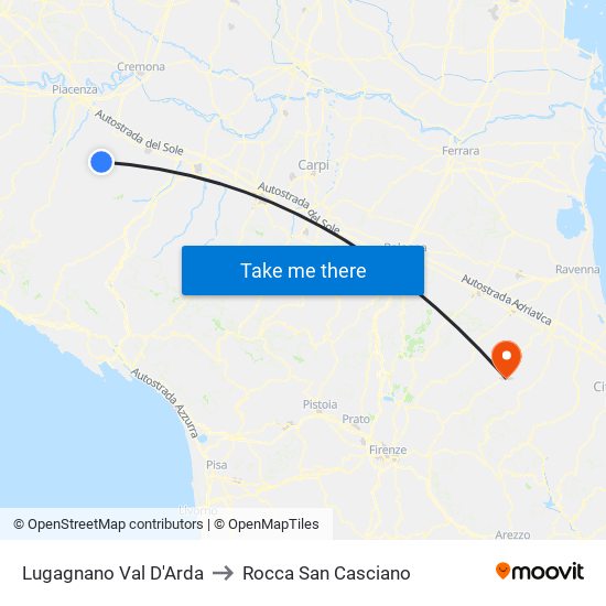 Lugagnano Val D'Arda to Rocca San Casciano map