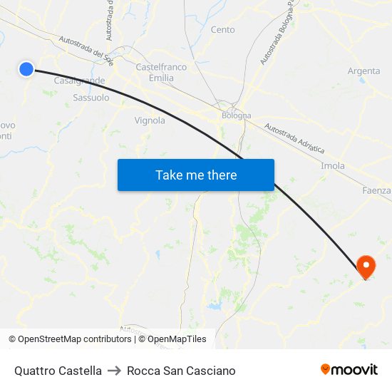 Quattro Castella to Rocca San Casciano map