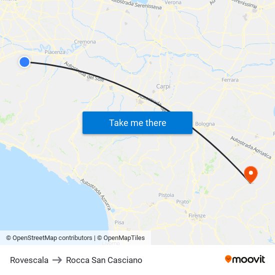 Rovescala to Rocca San Casciano map