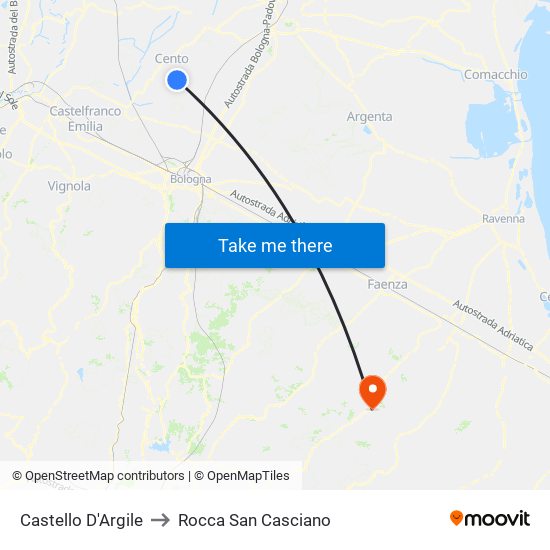 Castello D'Argile to Rocca San Casciano map