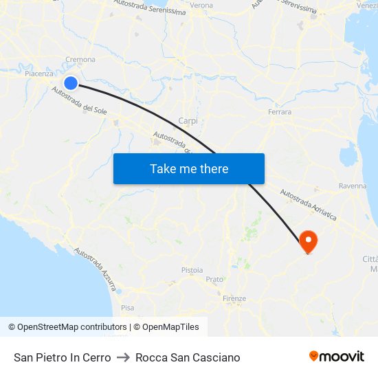 San Pietro In Cerro to Rocca San Casciano map