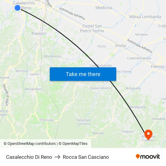 Casalecchio Di Reno to Rocca San Casciano map