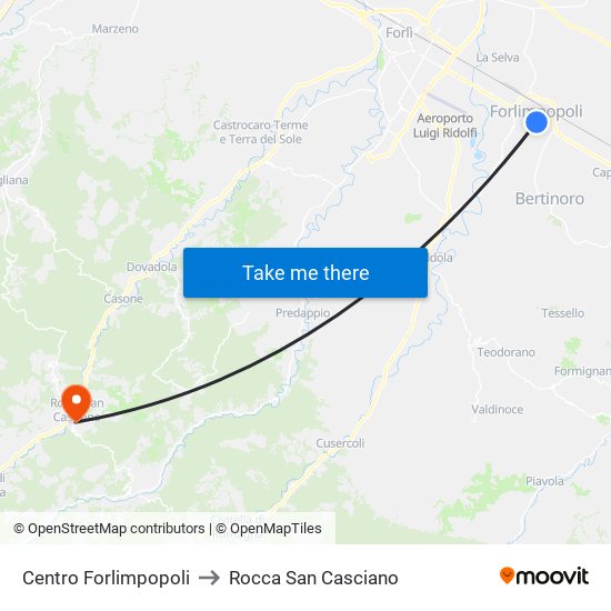 Centro Forlimpopoli to Rocca San Casciano map