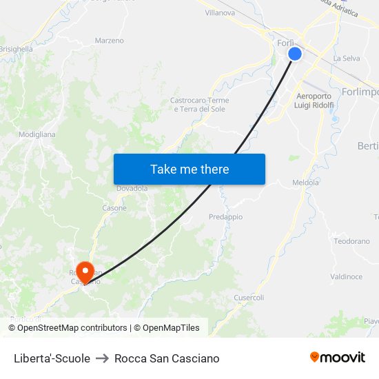 Liberta'-Scuole to Rocca San Casciano map