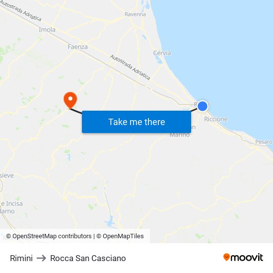 Rimini to Rocca San Casciano map