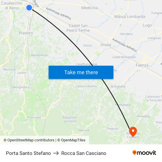 Porta Santo Stefano to Rocca San Casciano map