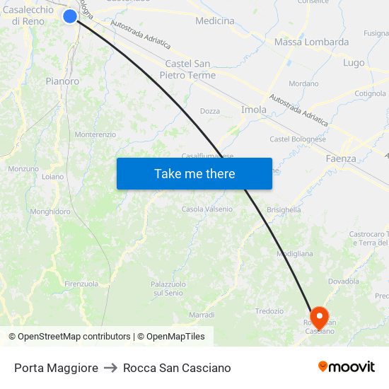 Porta Maggiore to Rocca San Casciano map